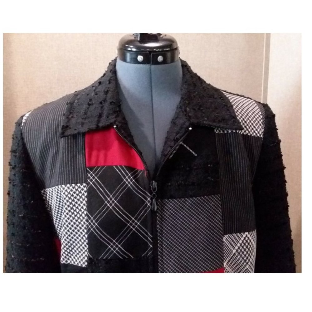 Patchwork Color Block Jacket Black Boucle' Arms &… - image 6